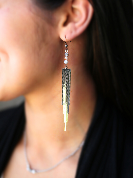 Black Agate Earrings - Fulfillment Crystal Tassels