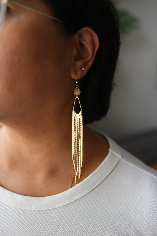 Gemstone Tassel Earrings - Citrine / Joy