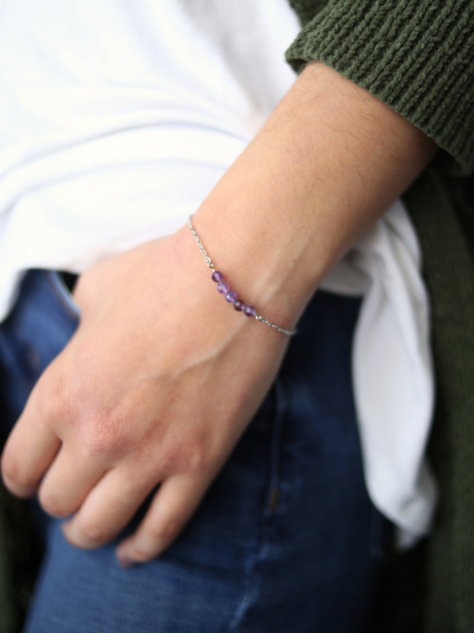 Dainty Gemstone Bracelet - Amethyst / Intuition