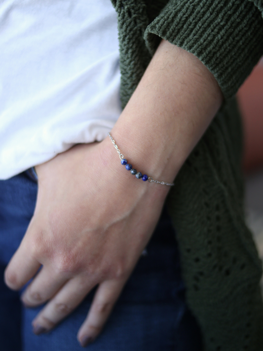 Lapis Lazuli Bracelet - Expression Dainty Chain