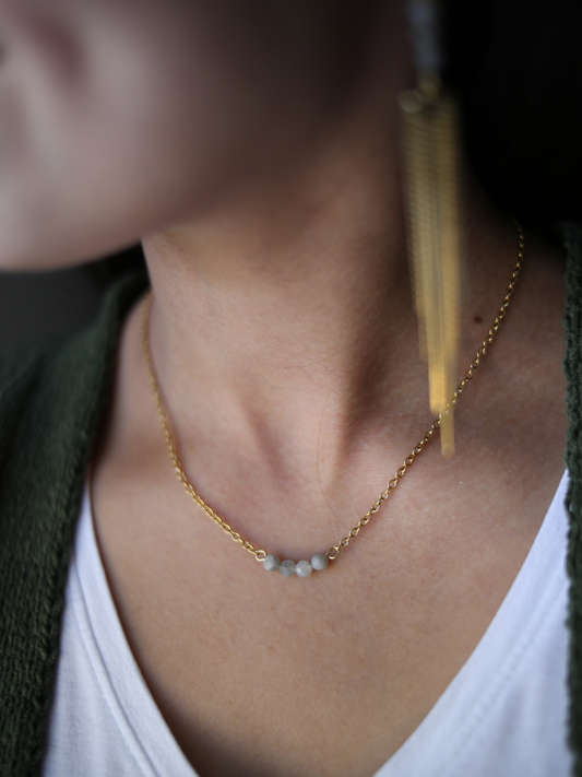 Dainty Affirmation Necklace - Labradorite / Transformation