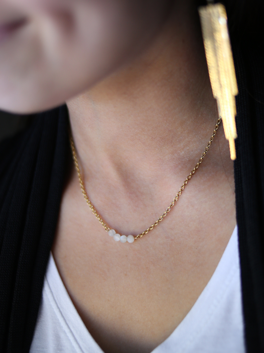 Dainty Affirmation Necklace - Moonstone / Femininity