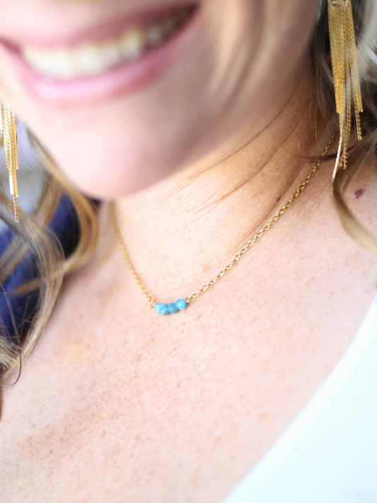 Dainty Affirmation Necklace - Blue Apatite / Manifestation