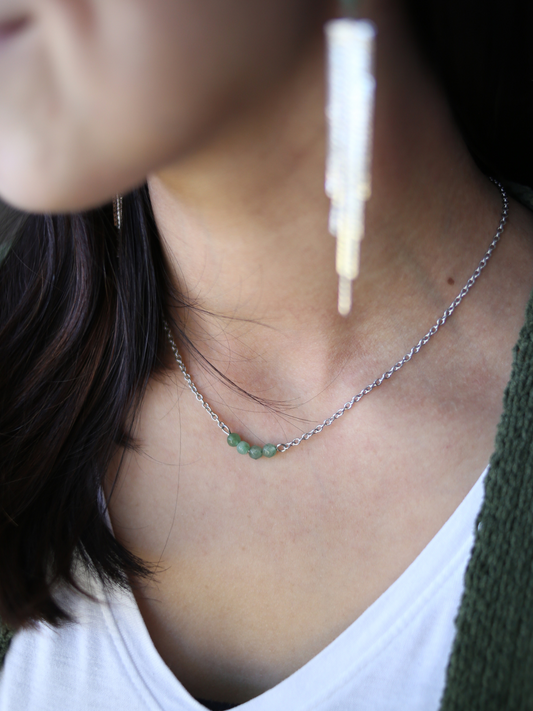 Dainty Affirmation Necklace - Green Aventurine / Focus