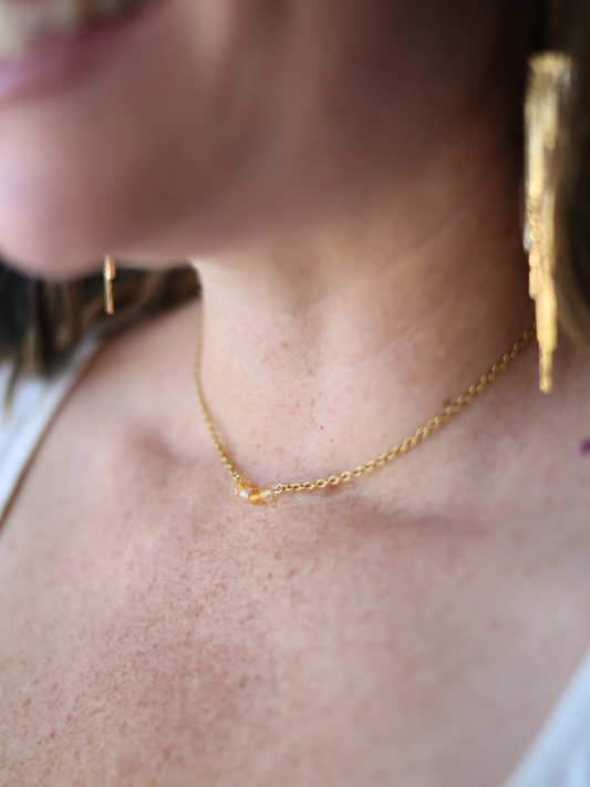 Dainty Affirmation Necklace - Citrine / Joy