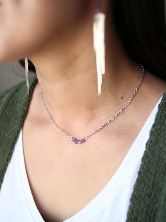 Amethyst Necklace - Dainty Intuition Crystal Jewelry