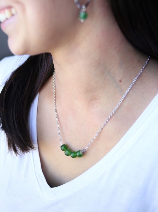 Gemstone Affirmation Necklace - Green Jade / Opportunity