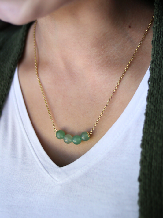 Gemstone Affirmation Necklace - Green Aventurine / Focus