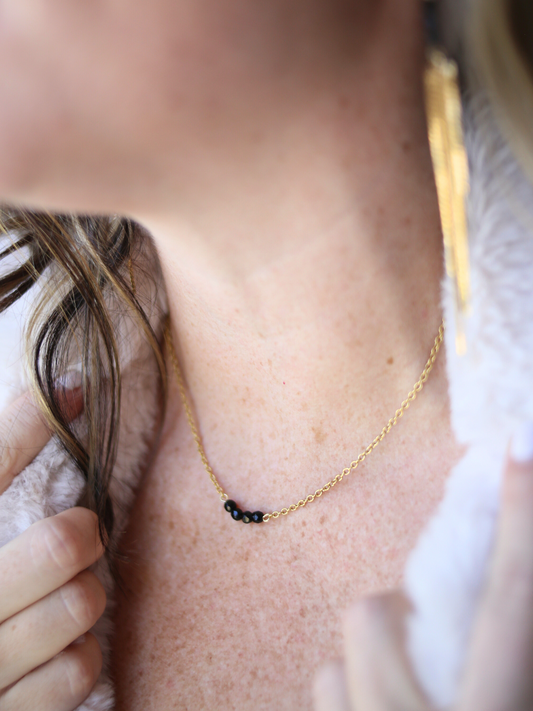 Dainty Affirmation Necklace - Black Onyx / Perspective