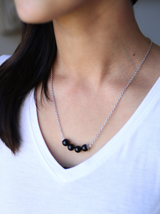 Gemstone Affirmation Necklace - Black Onyx / Perspective