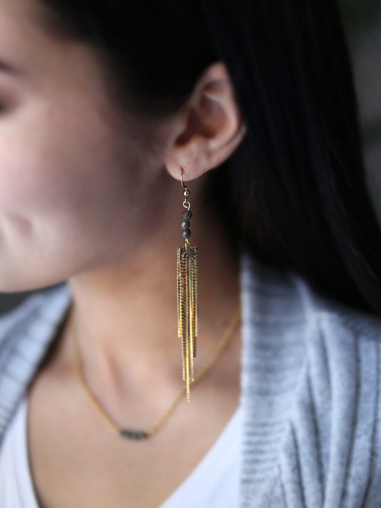 3 Stone Waterfall Earrings - Pyrite / Abundance