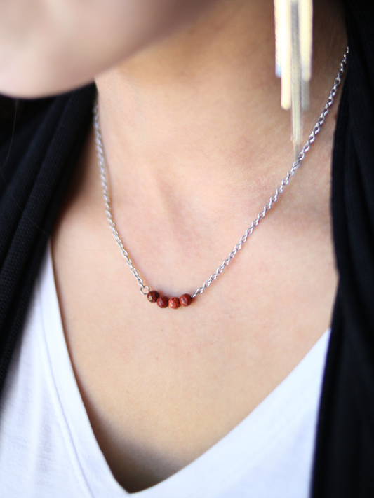 Dainty Affirmation Necklace - Red Jasper / Comfort