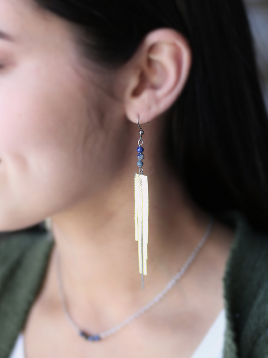 Lapis Lazuli Earrings - Expression Crystal Tassels